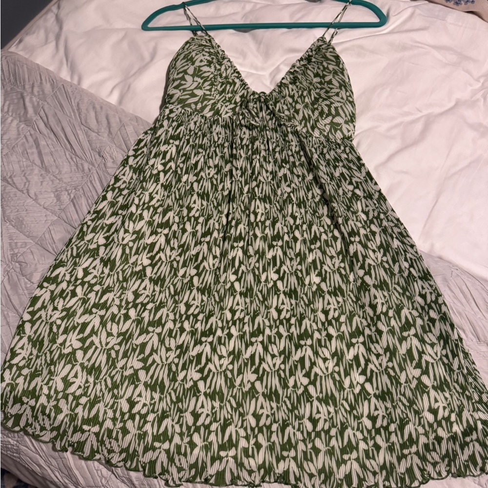 Abercrombie & Fitch Green and White Ruffled Tiered Sundress